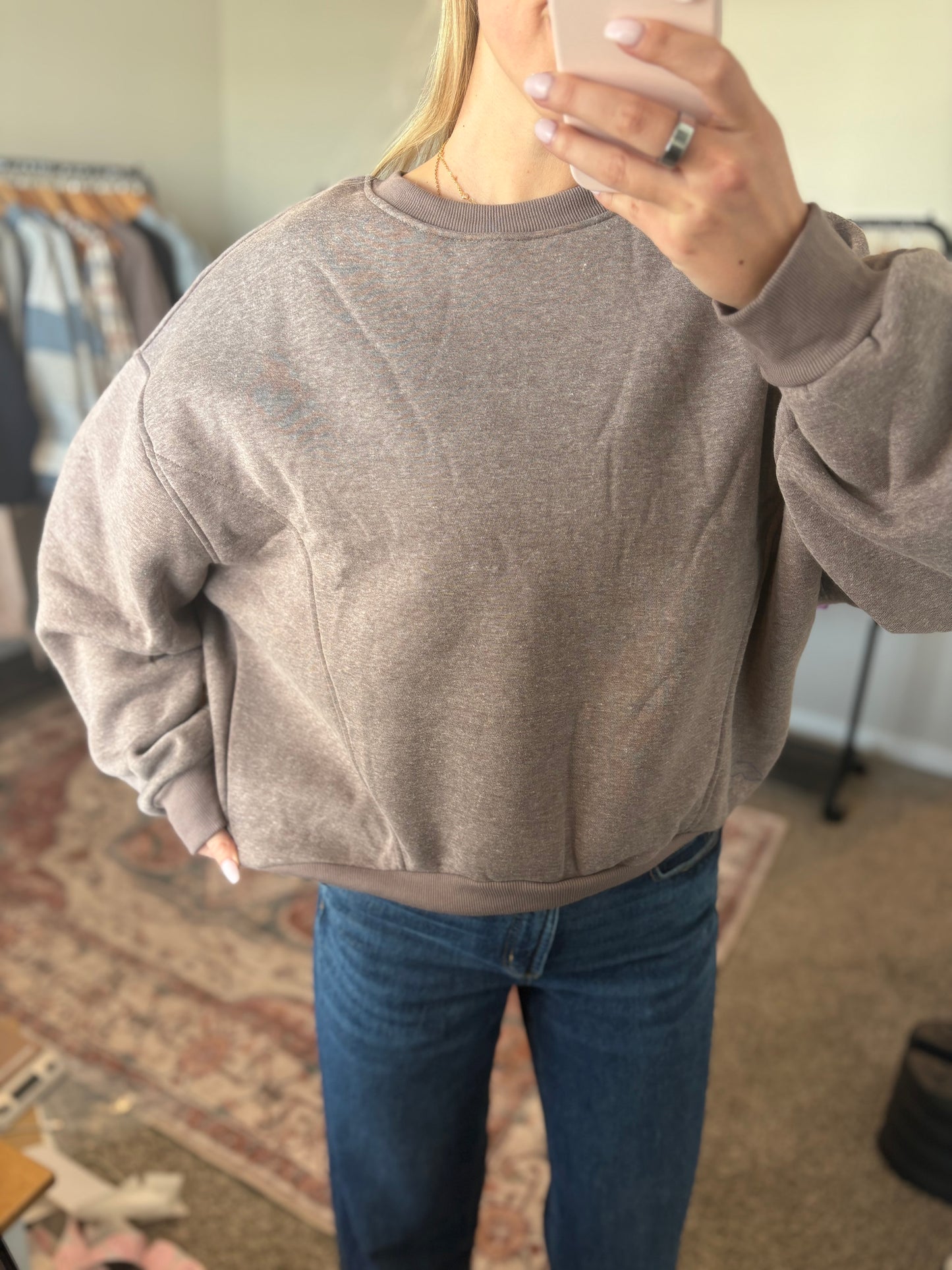 Oversized Walnut Crew