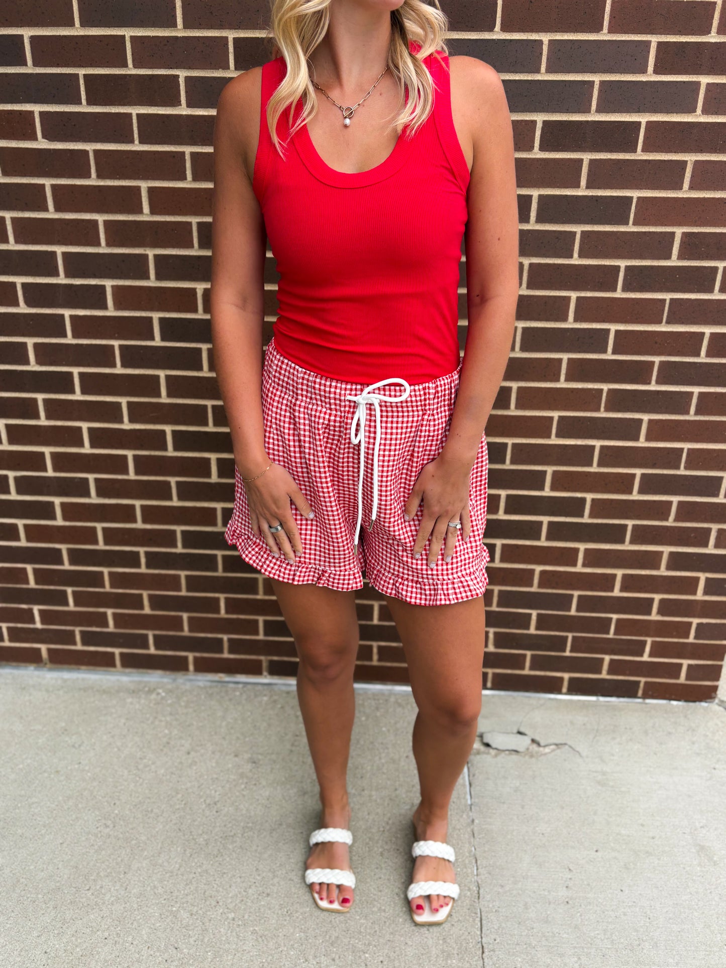 Red Ribbed Tank