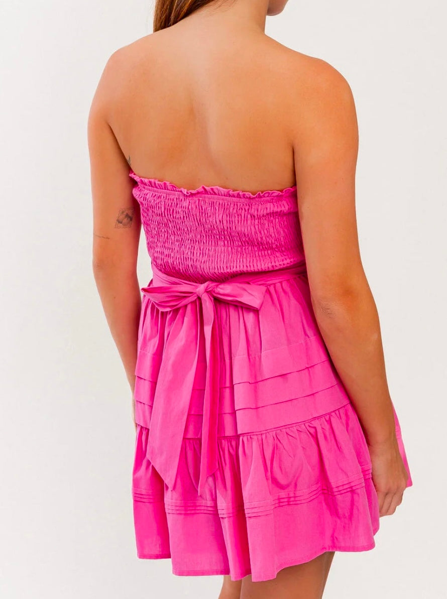 Pink Smocked Mini Dress