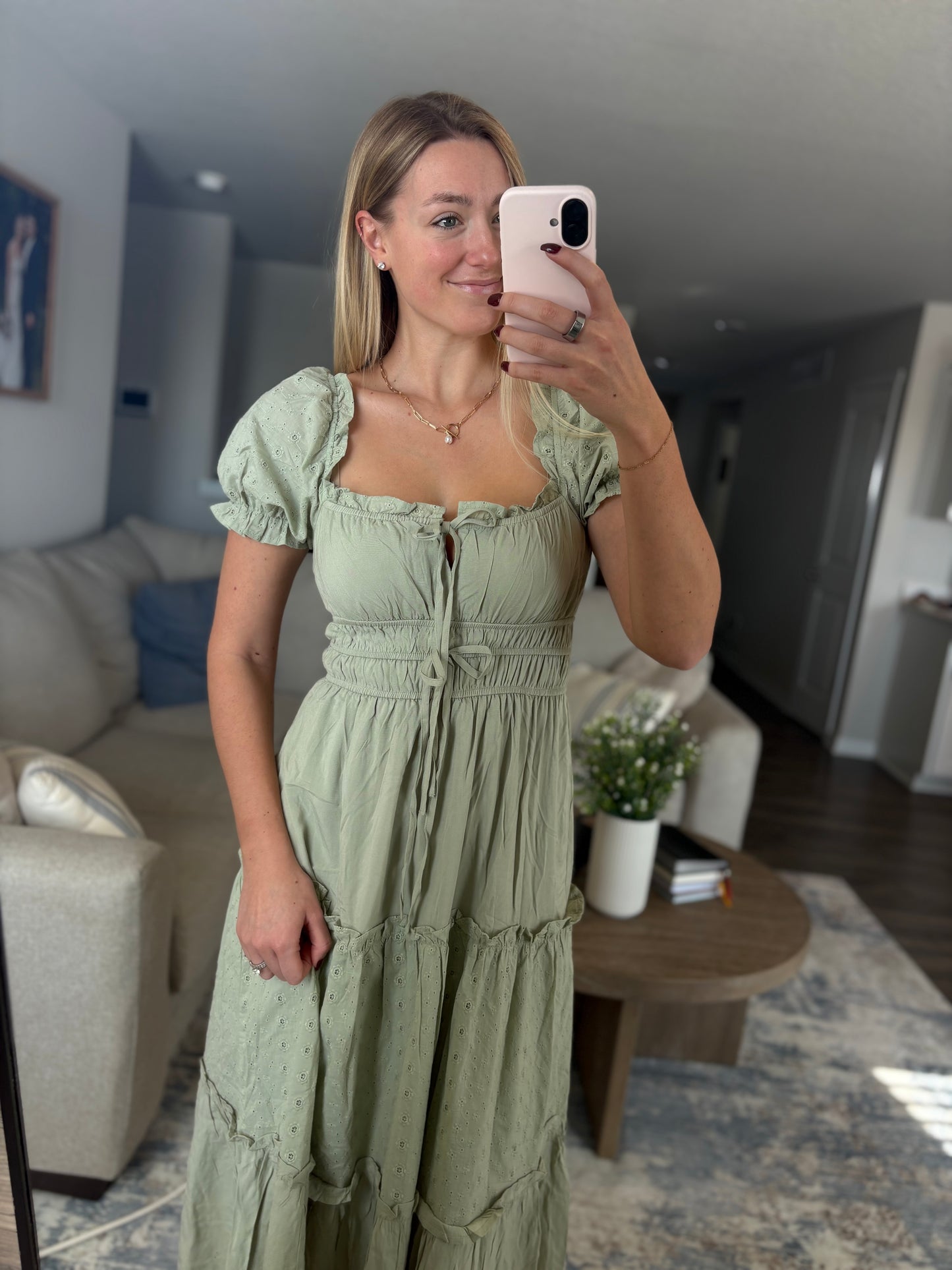 Olive Tiered Midi Dress