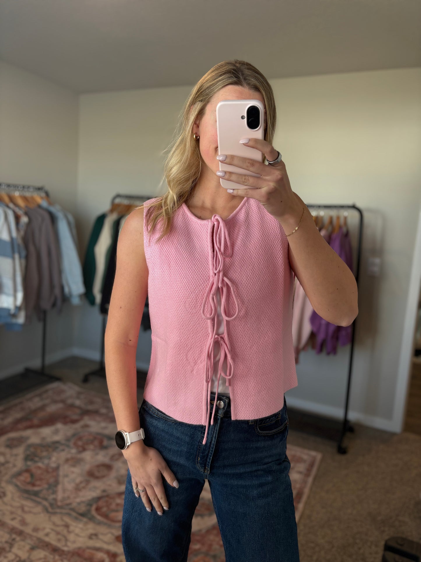 Pink Tie Sweater Vest