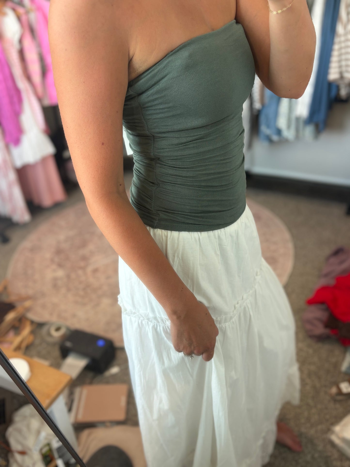 Hunter Green Strapless Top