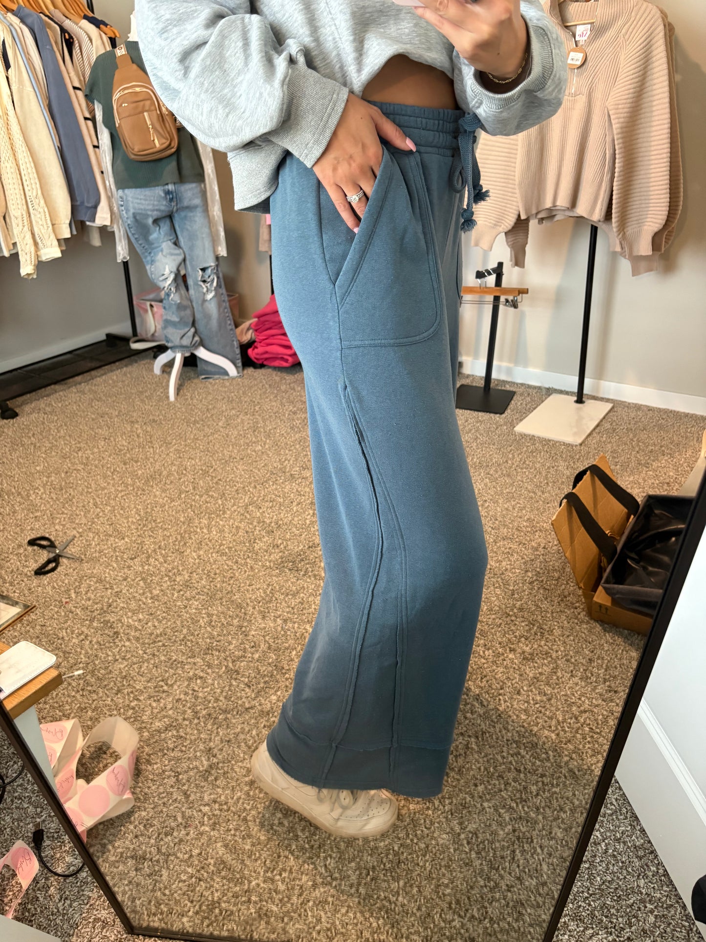 Dusty Blue Acid Pants