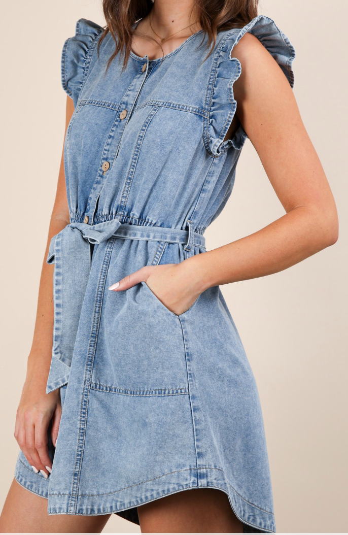 Washed Ruffle Mini Dress