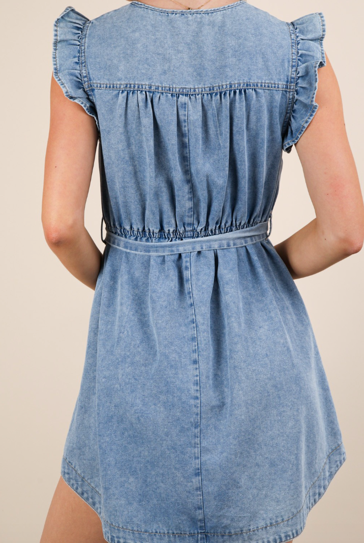 Washed Ruffle Mini Dress