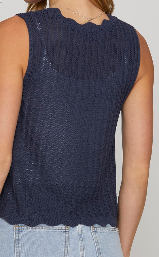 Navy Scalloped Vest