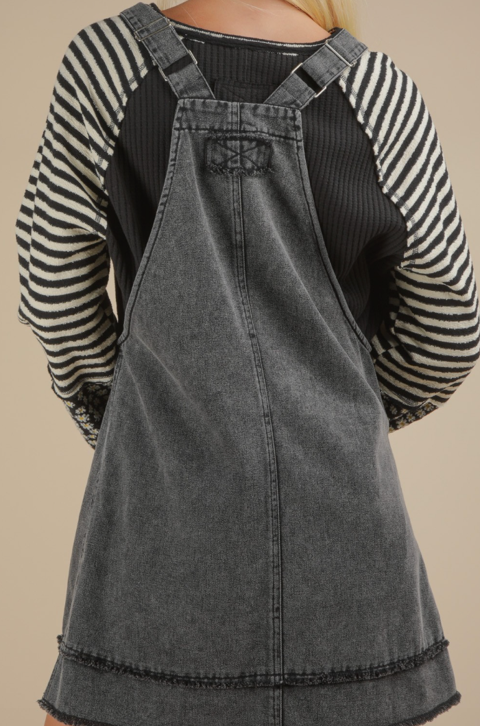 Washed Denim Overall Dress