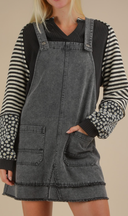 Washed Denim Overall Dress
