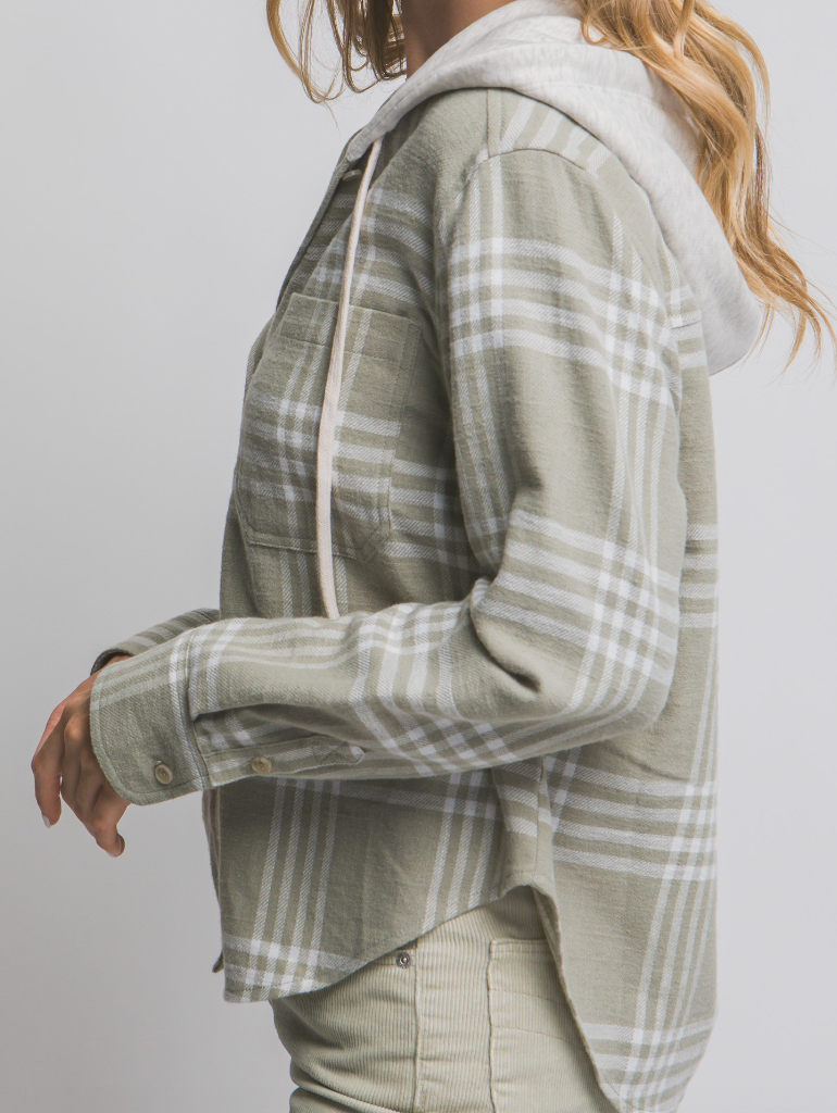 Olive Hooded Flannel