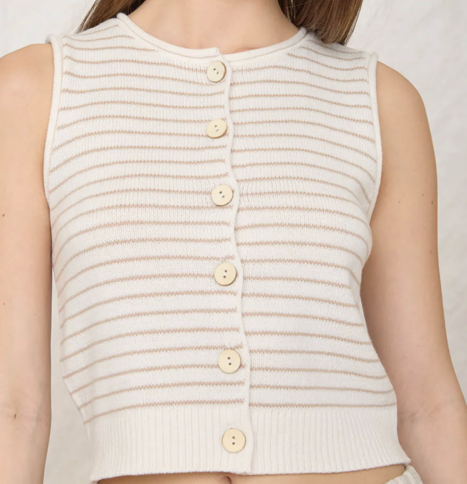 Stripe Cardigan Vest