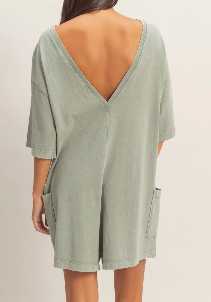 Sage Mineral Washed Romper