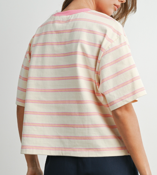 Ivory/Pink Stripe Tee