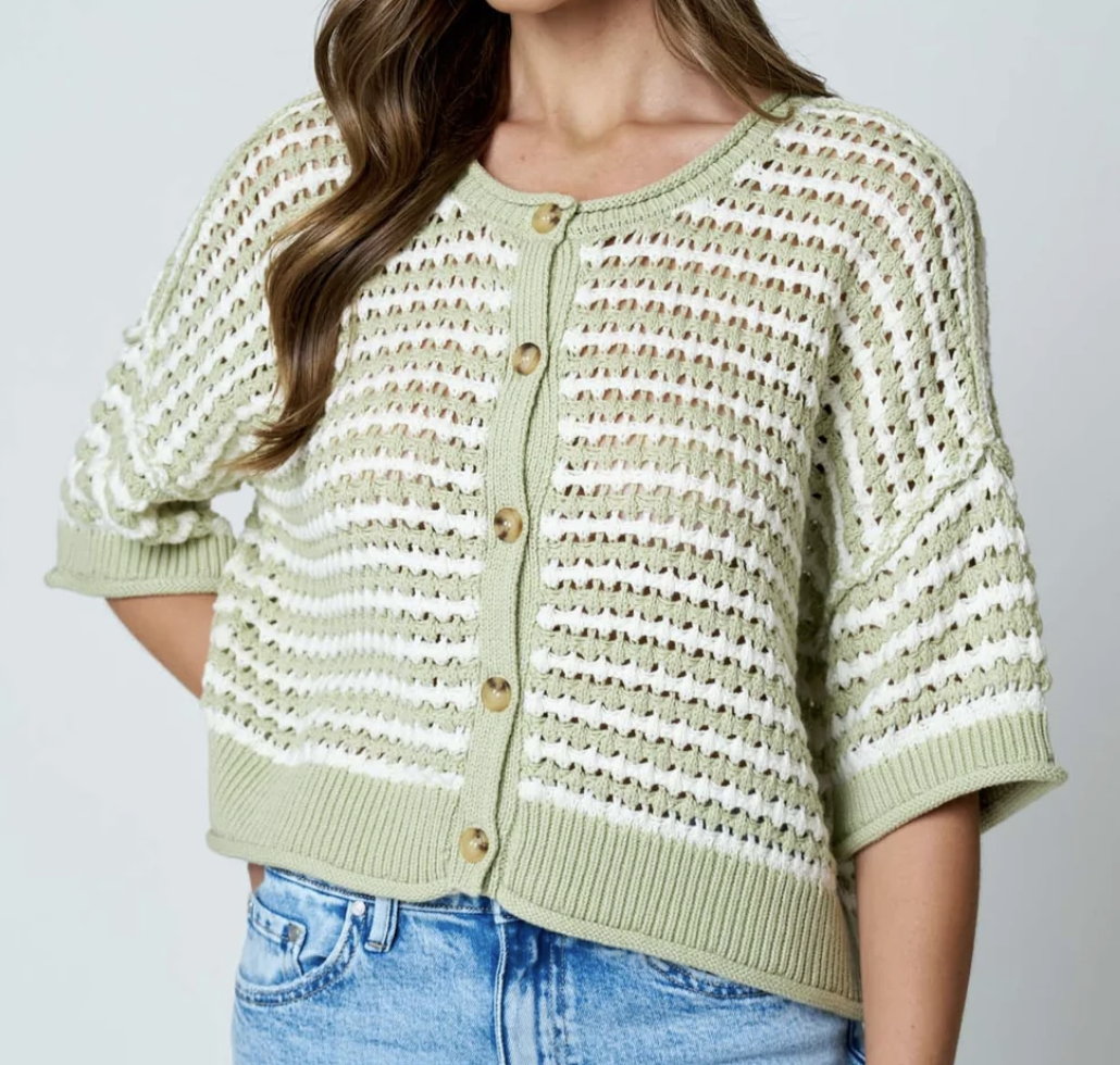 Light Olive Crochet Cardigan