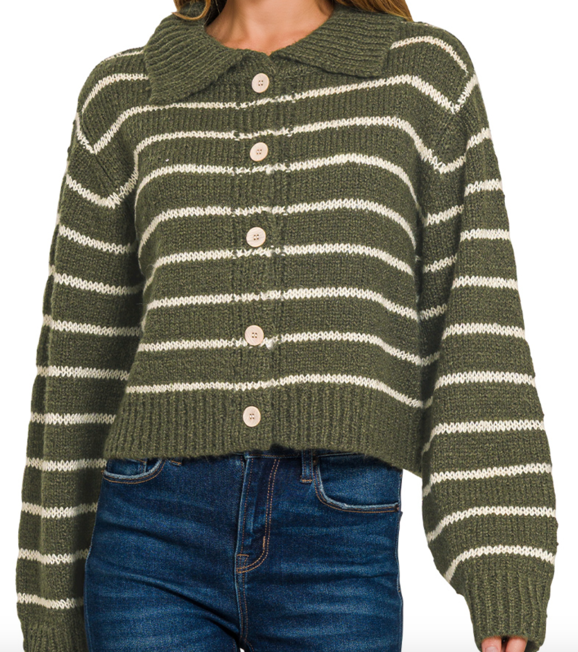 Olive Stripe Cardigan