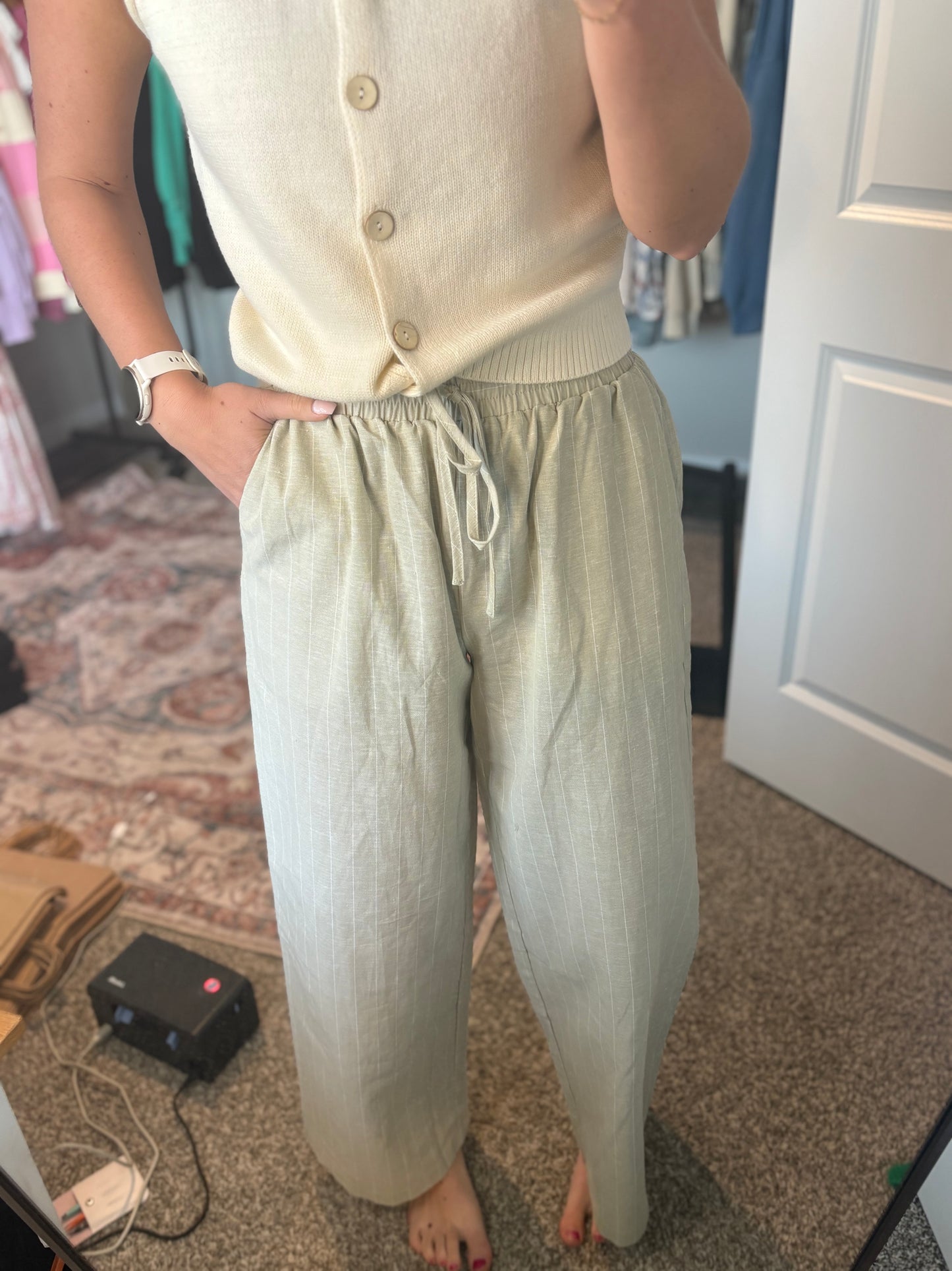 Olive Linen Pants