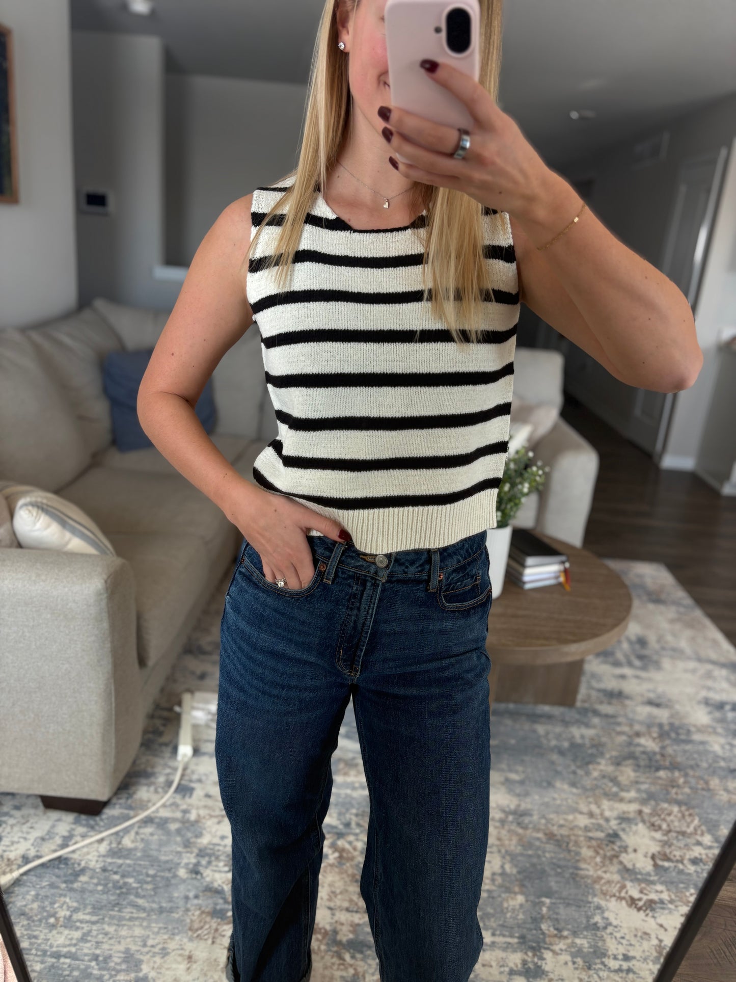 Stripe Back Tie Sweater