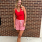 Red Ribbed Tank
