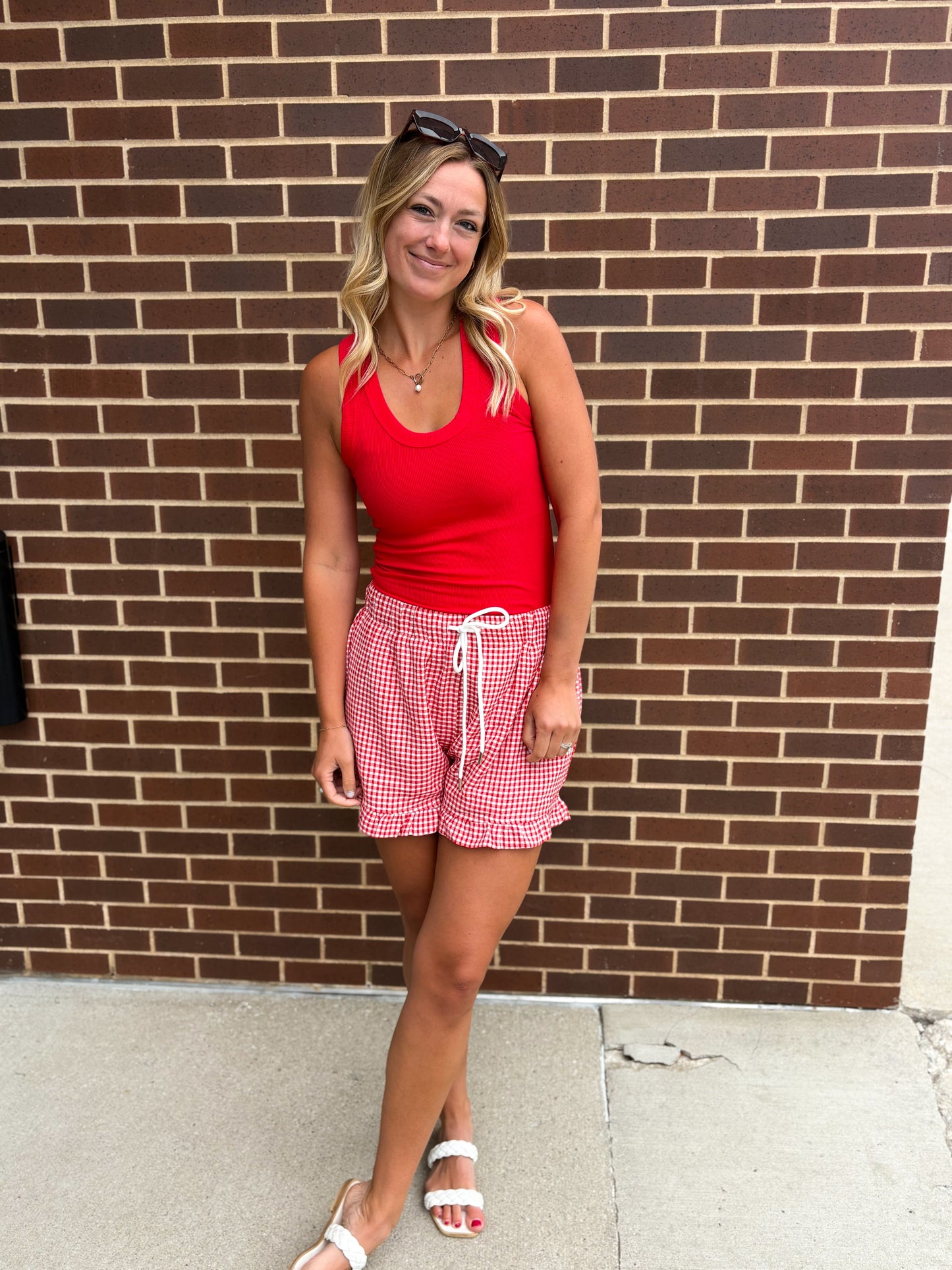Red Ribbed Tank