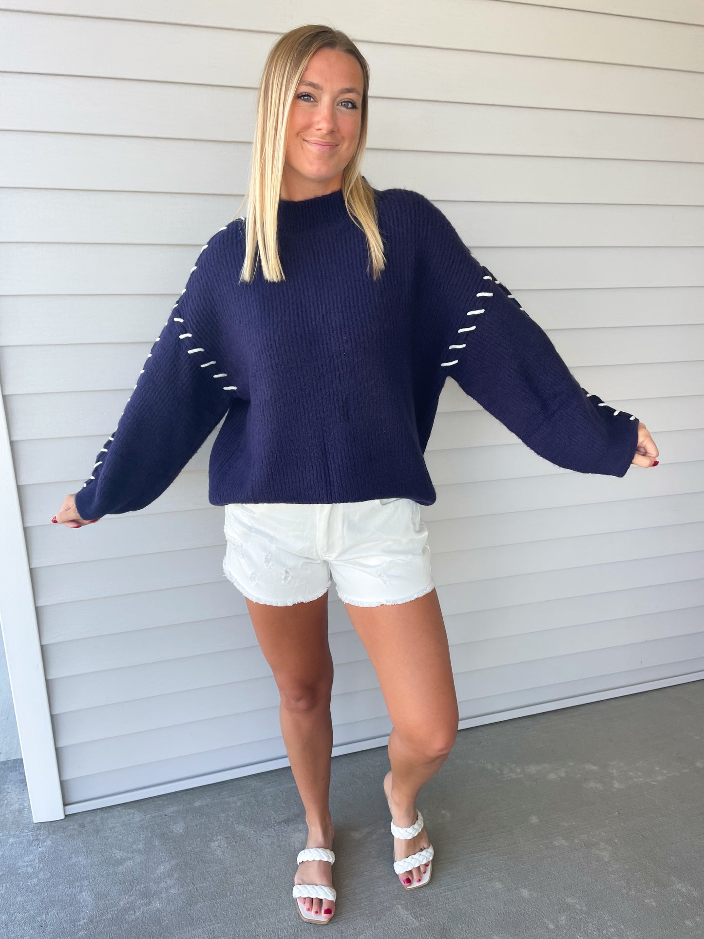 Navy Stitched Sweater