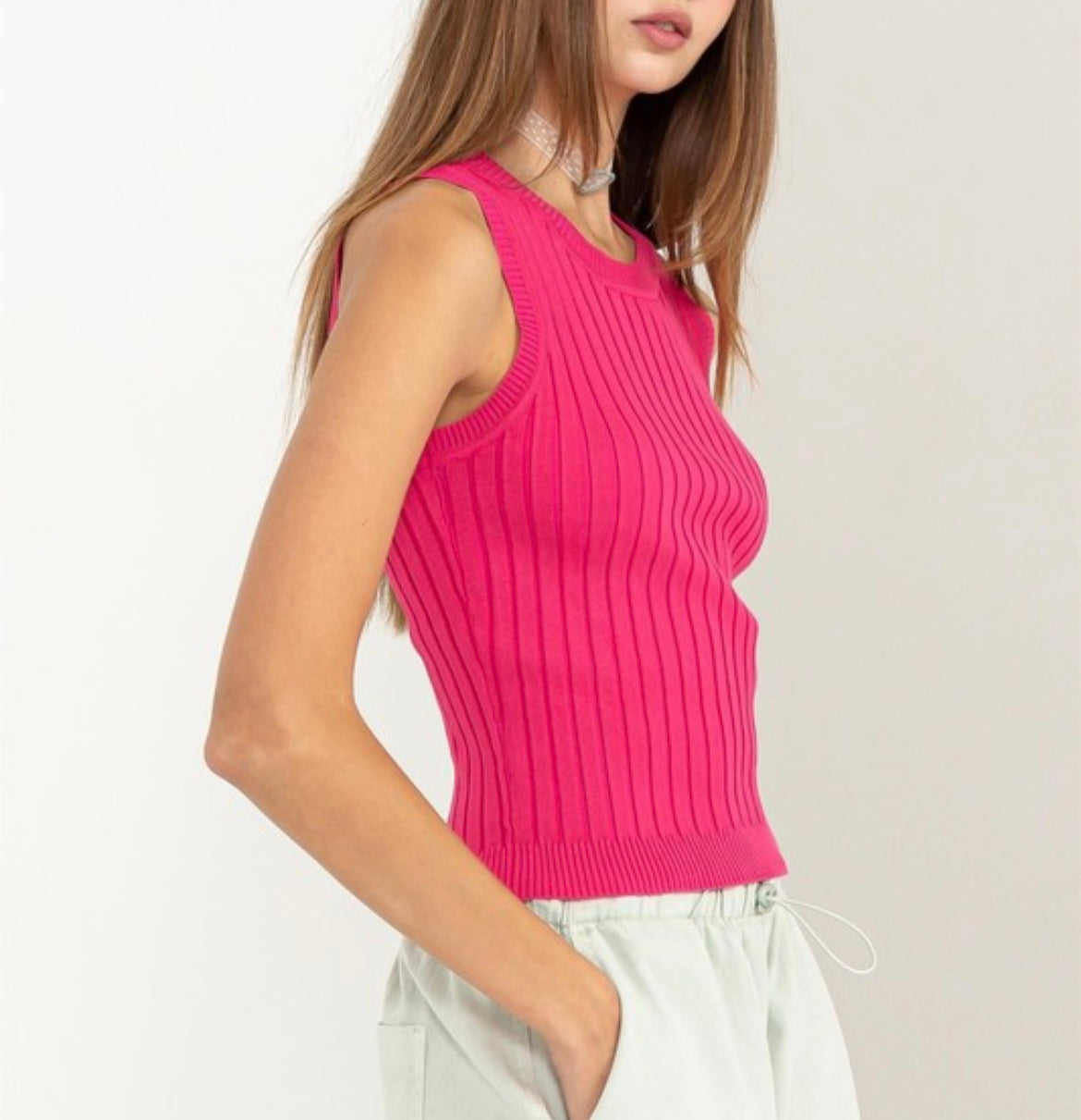 Raspberry Ribbed Tank