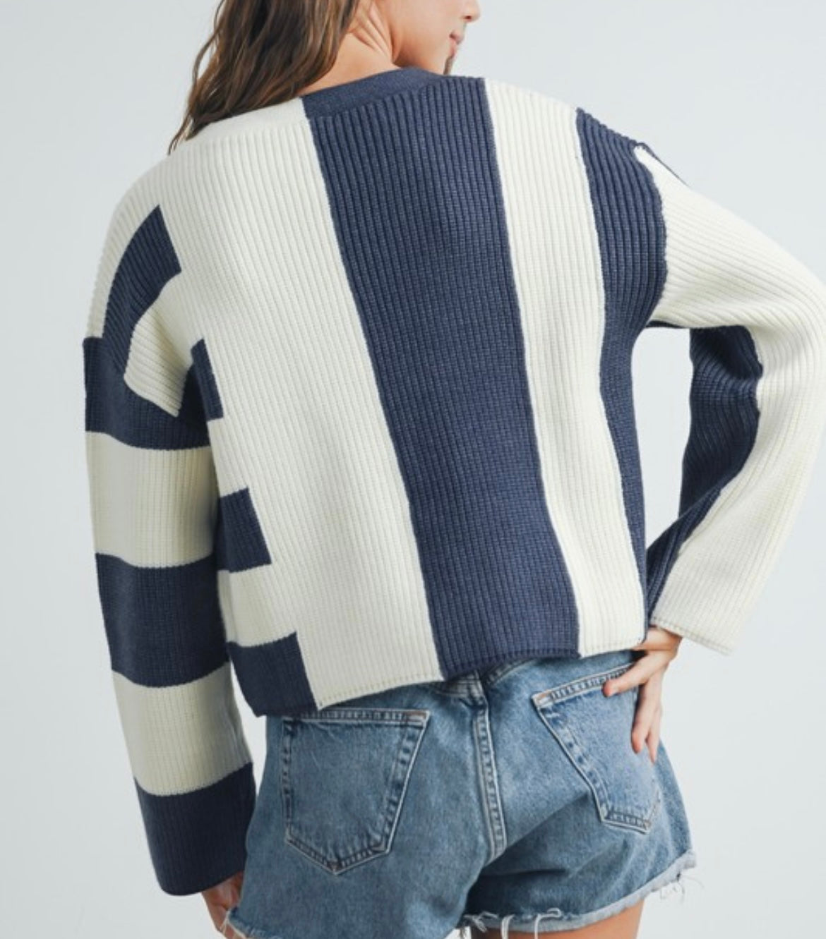 Navy Colorblock Cardigan