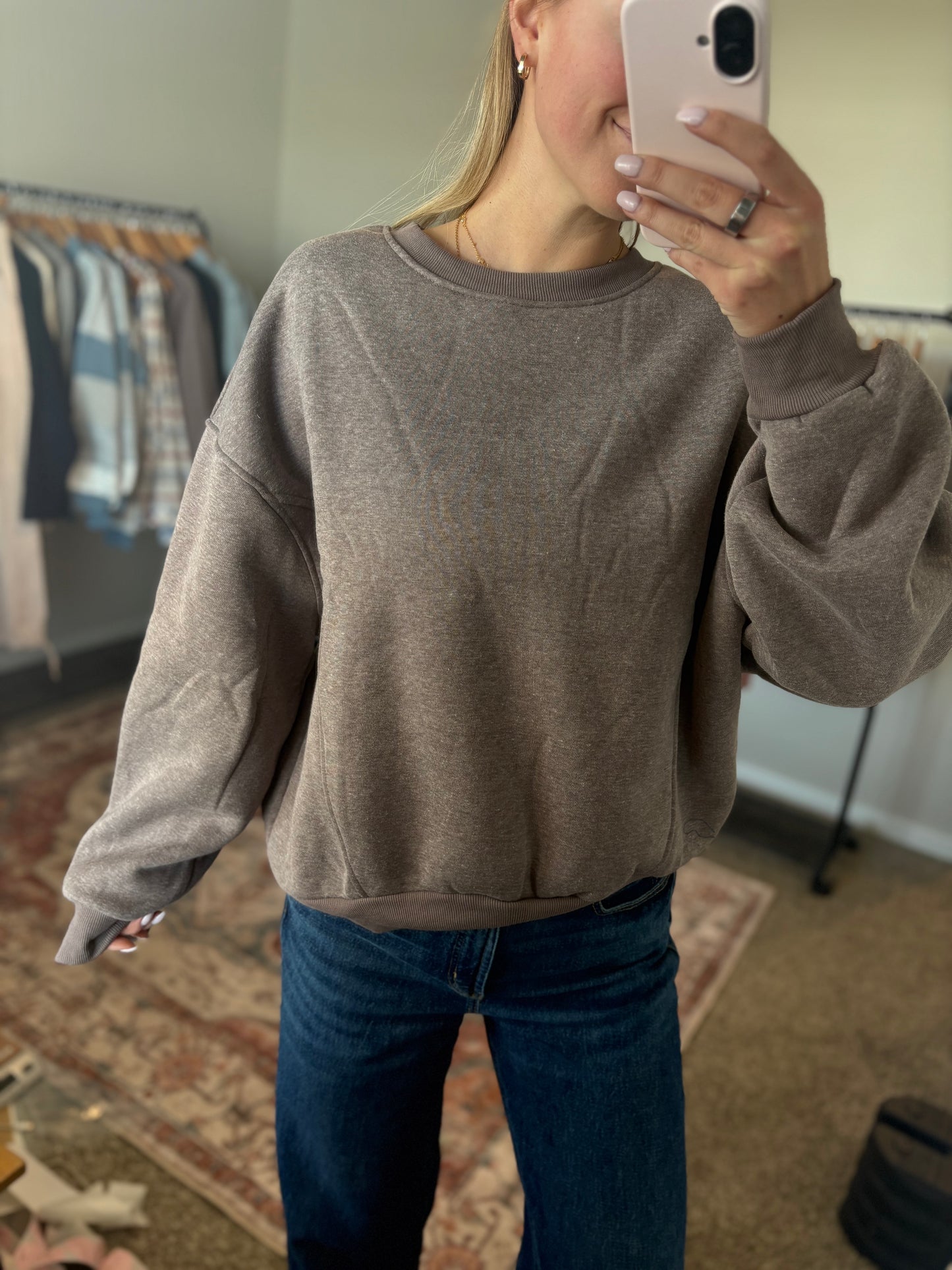 Oversized Walnut Crew