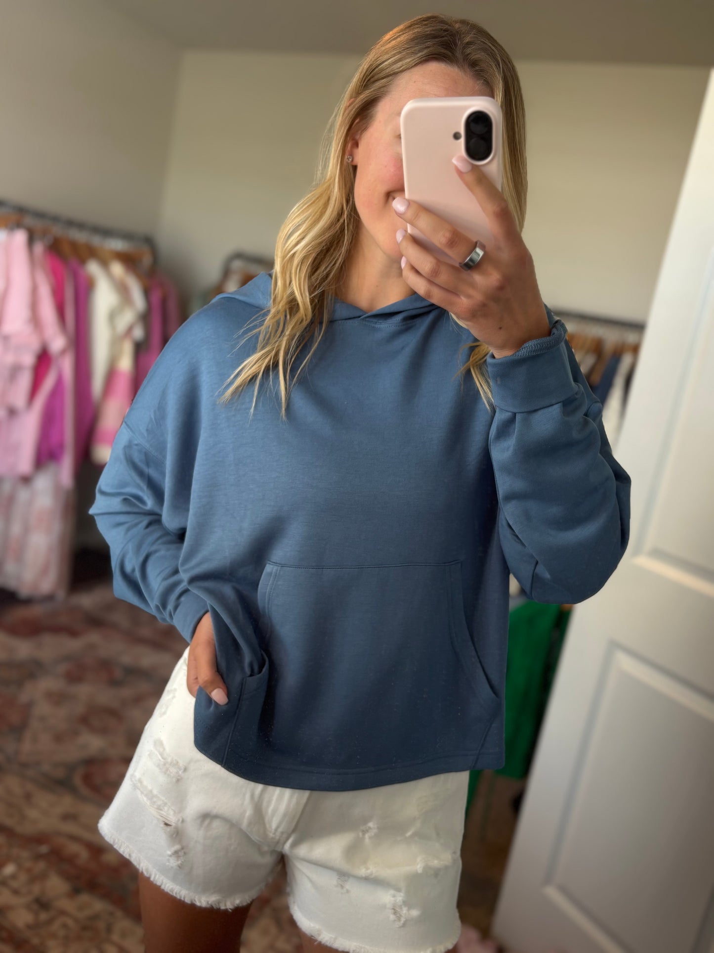 Blue Hooded Pullover