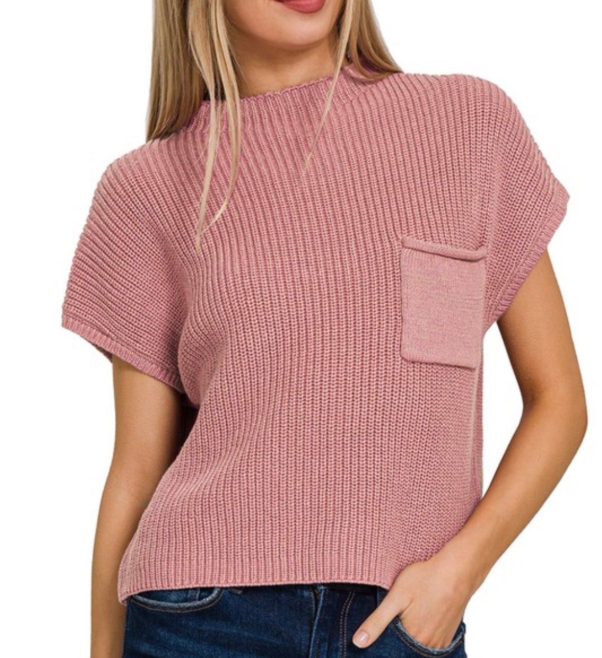 Mock Neck Crop Sweater