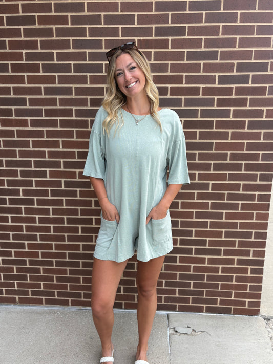Sage Mineral Washed Romper