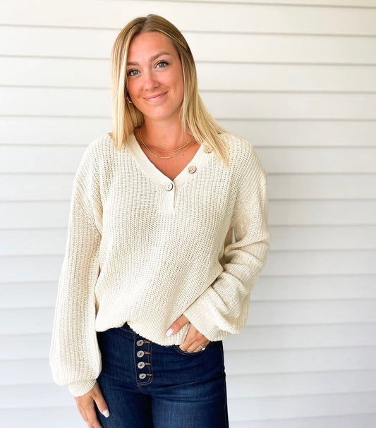 Vneck sweater w buttons