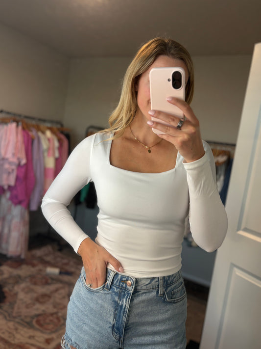 White Square-neck