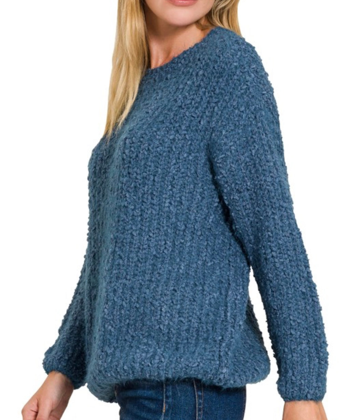 Dusty Blue Round Neck Sweater