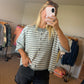 Stripe Short Sleeve Cardigan