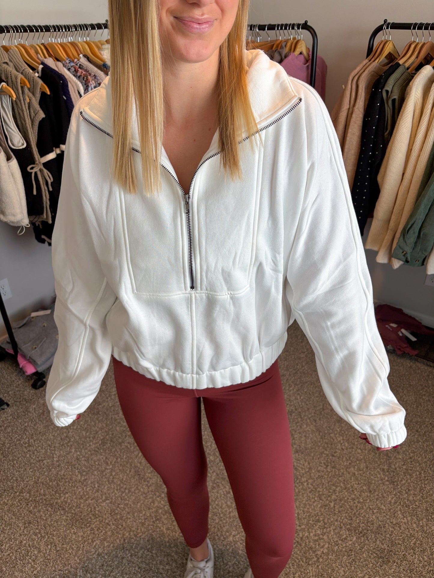 Ivory Half-Zip Pullover