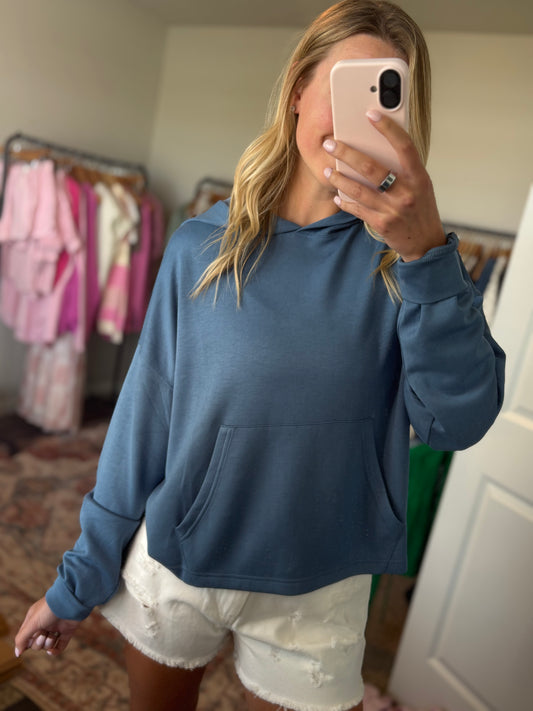 Blue Hooded Pullover