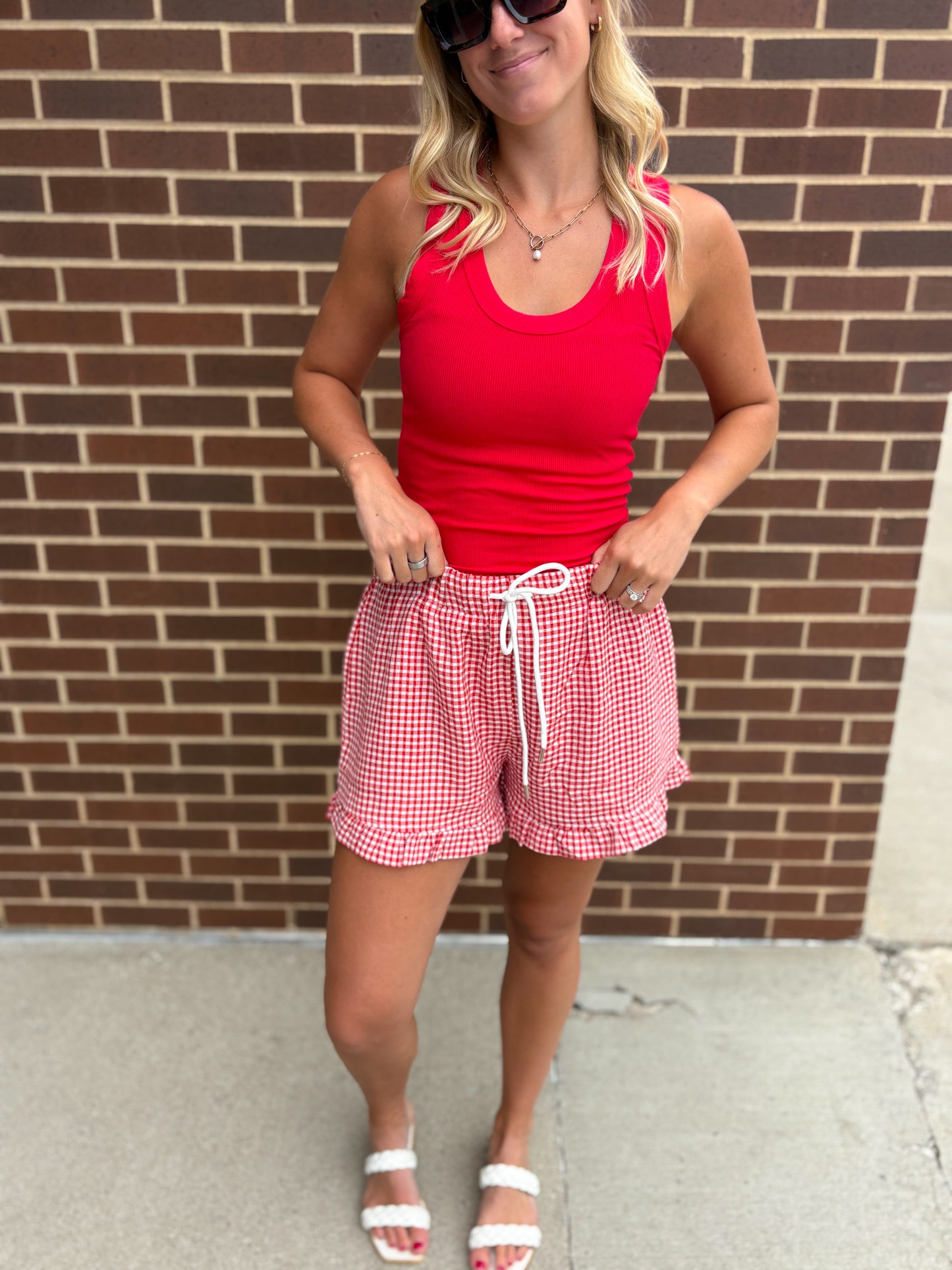 Red Ribbed Tank