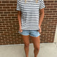 Navy Striped Crew Tee