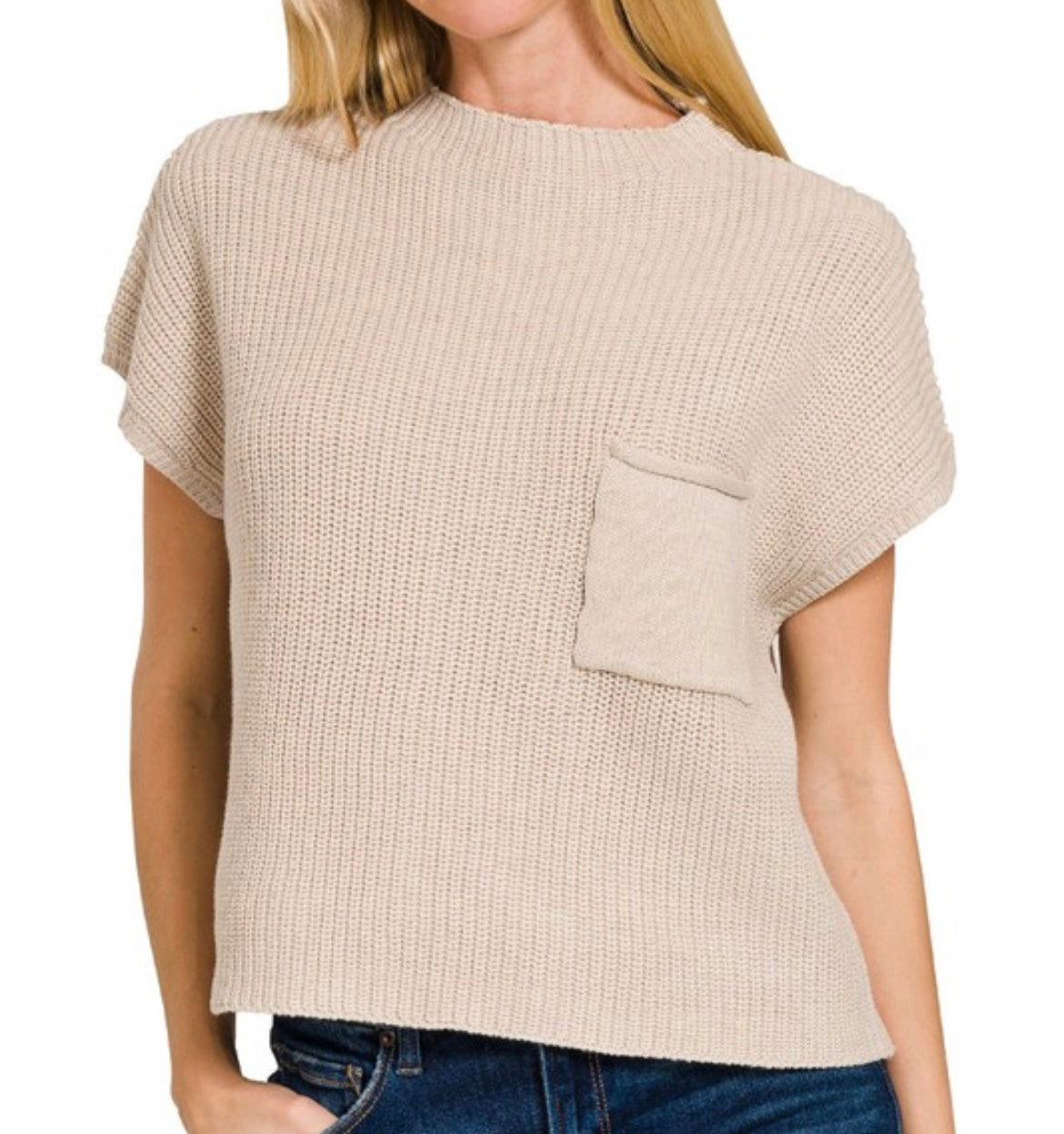 Mock Neck Crop Sweater