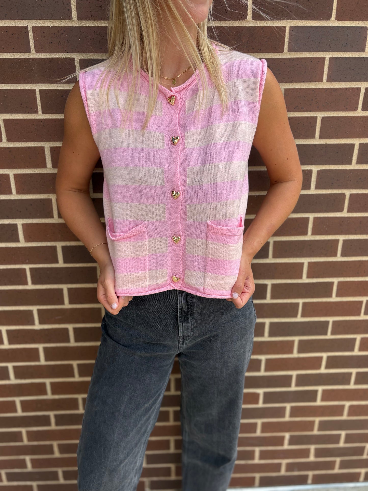 Pink Stripe Sweater Vest