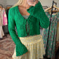 Green Crochet Cardigan L