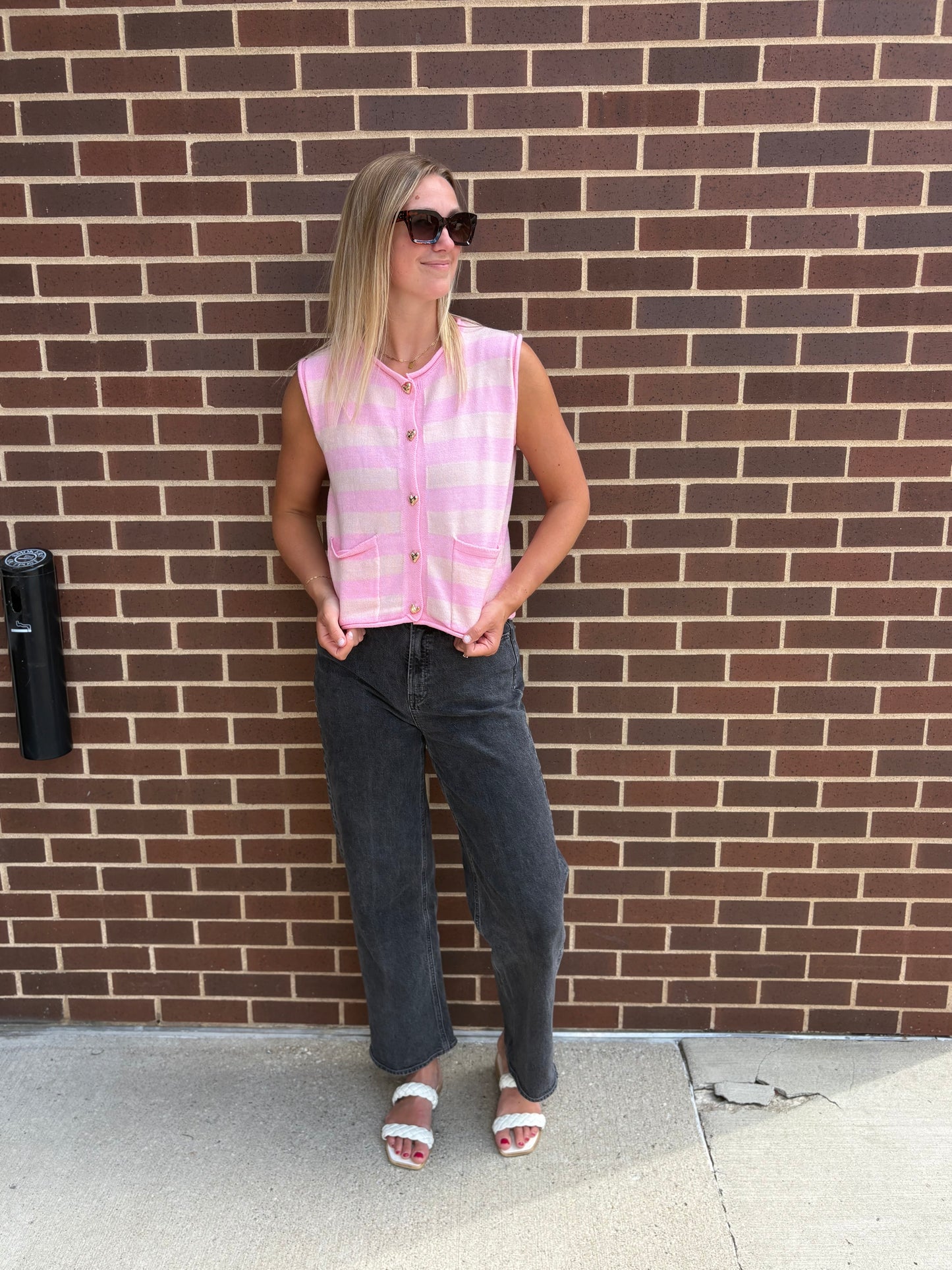 Pink Stripe Sweater Vest