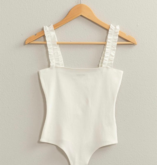 White Ruffle Bodysuit