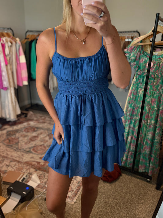 Dusty Blue Mini Dress