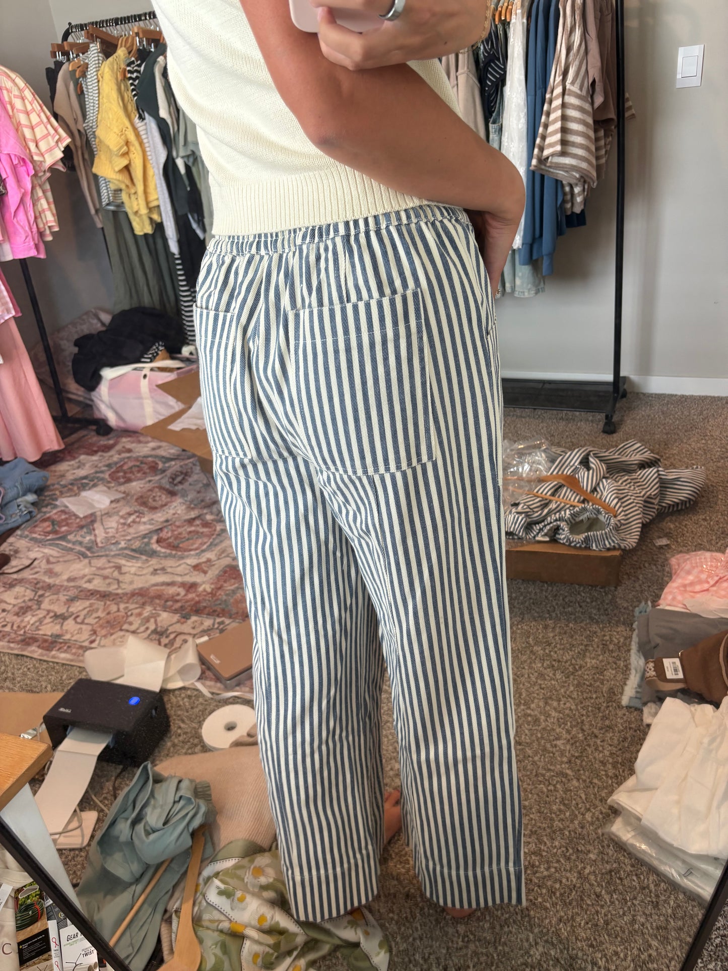 Navy Stripe Pants