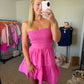 Pink Smocked Mini Dress