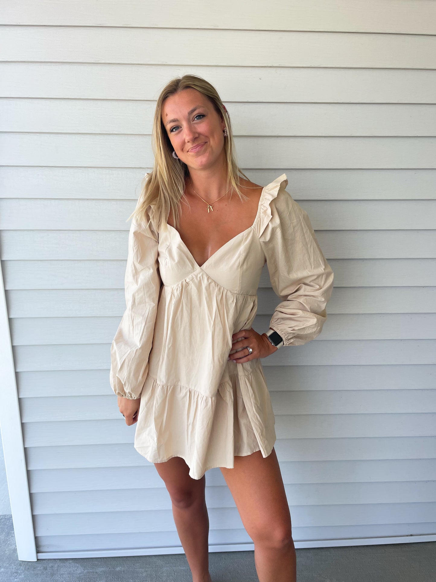 Beige Babydoll Dress