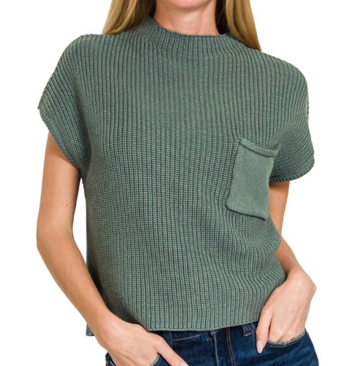 Mock Neck Crop Sweater