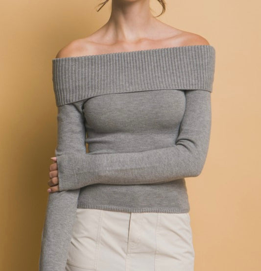 Grey Off-The-Shoulder Top