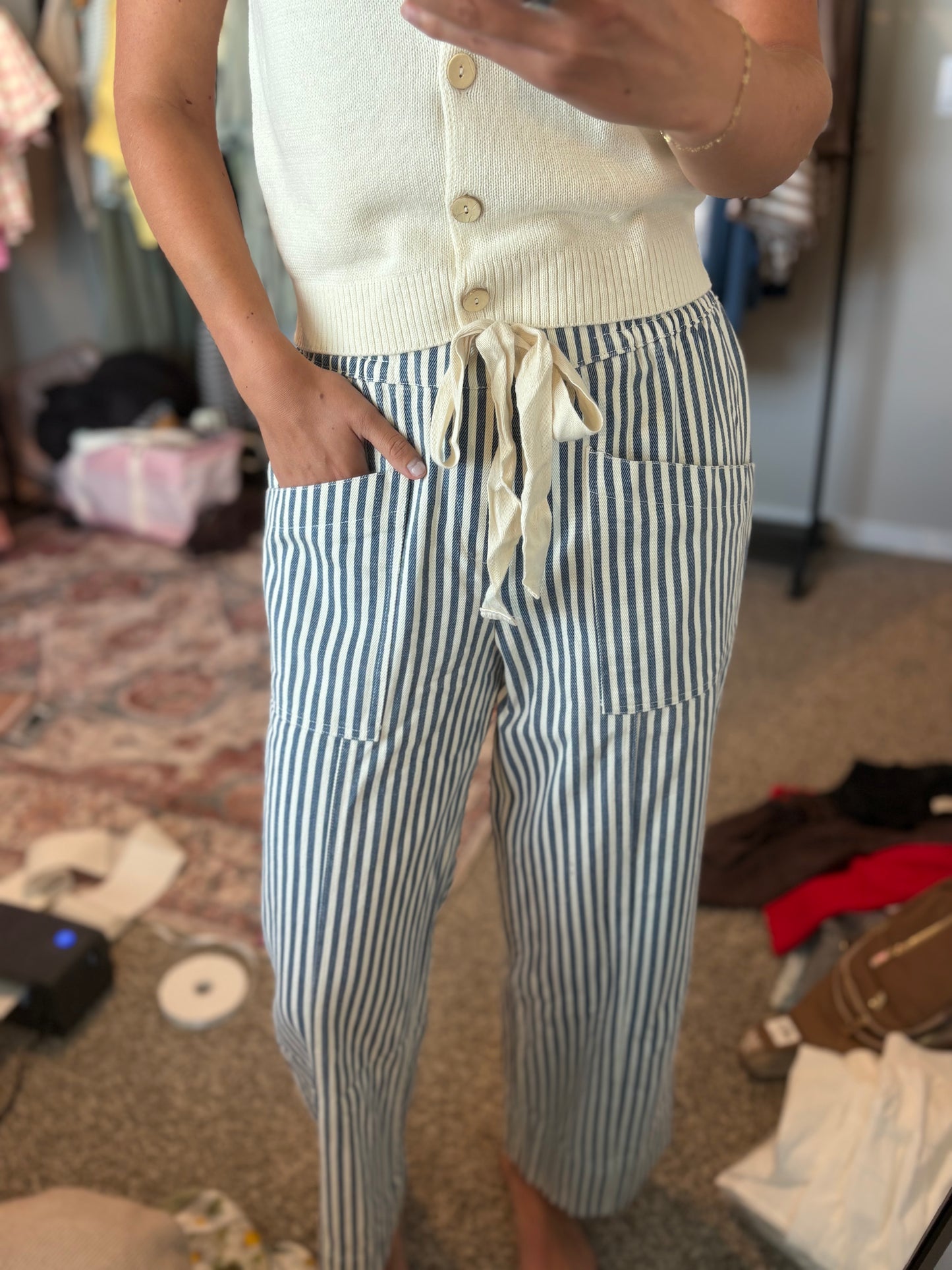 Navy Stripe Pants