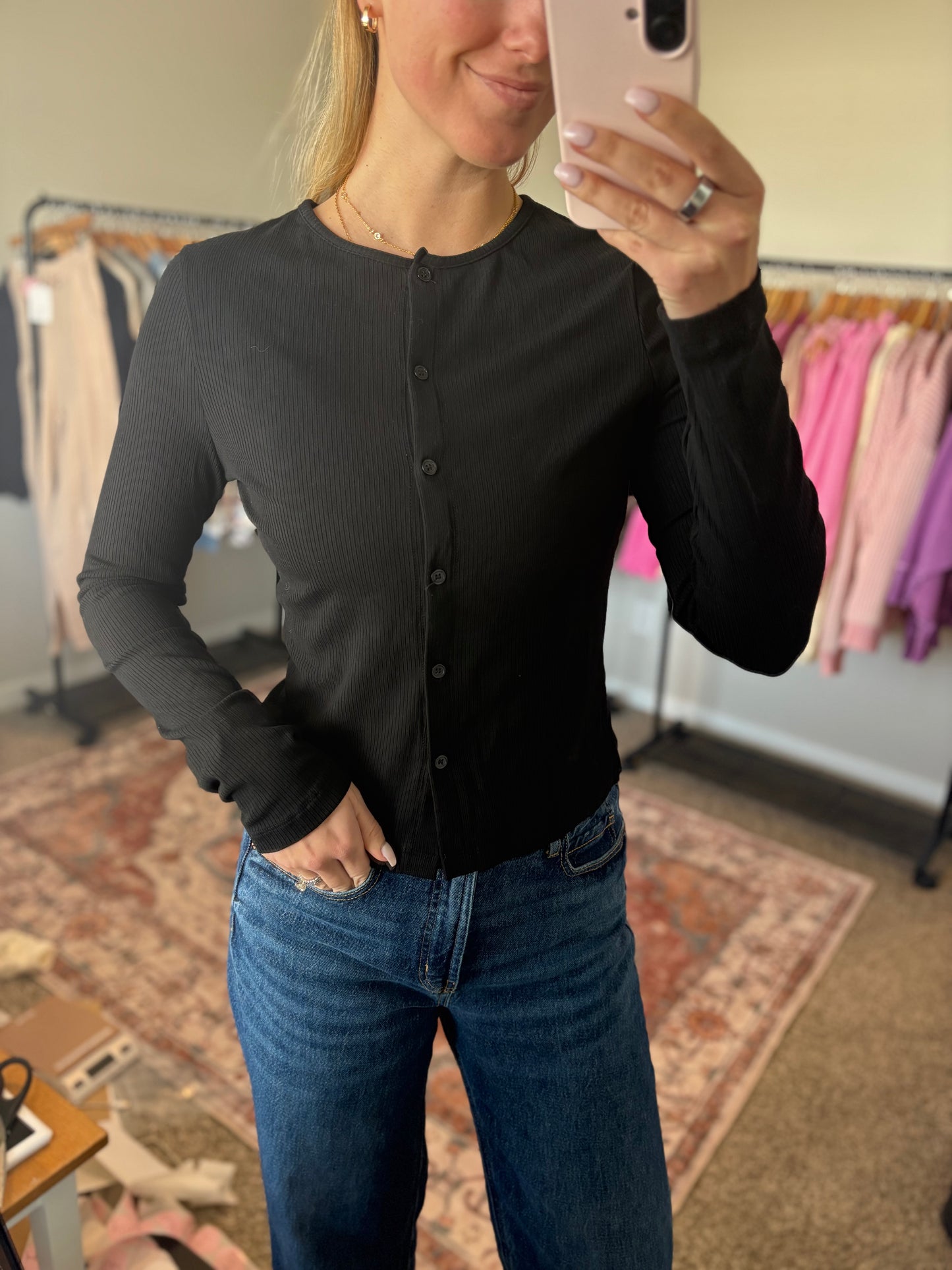 Black Ribbed Top